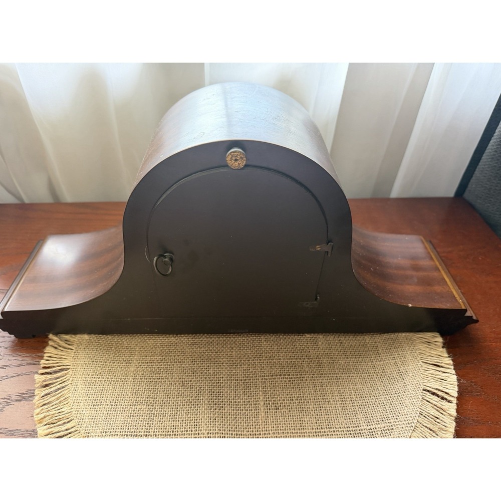 Vintage Elgin Welby Mahogany Humpback Franz Hermle Art Deco Mantle Clock Germany - Picture 8 of 16